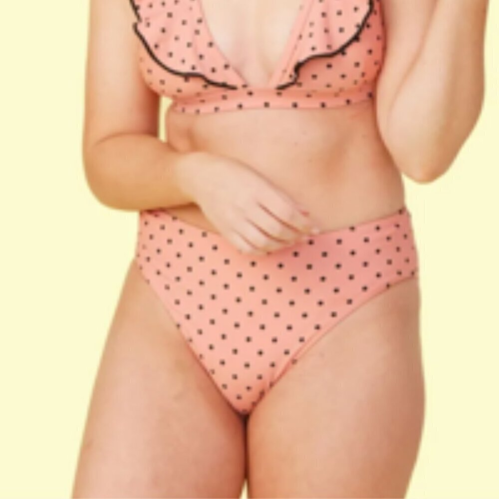 Summersalt NEW NWT High Cut Mid Rise Polka Dot Bikini Bottom Size 12